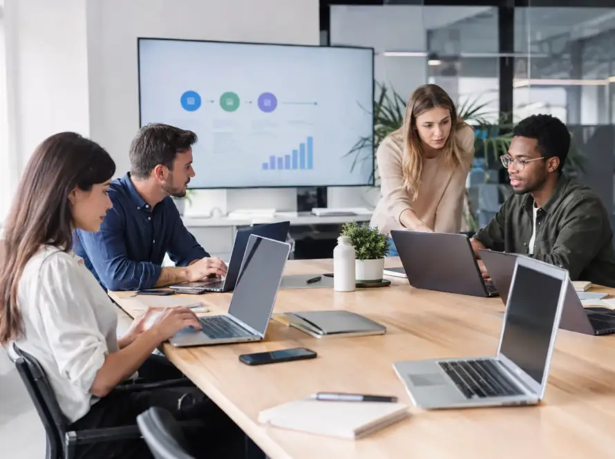 Equipo de marketing diseñando un plan de marketing digital personalizado por fases